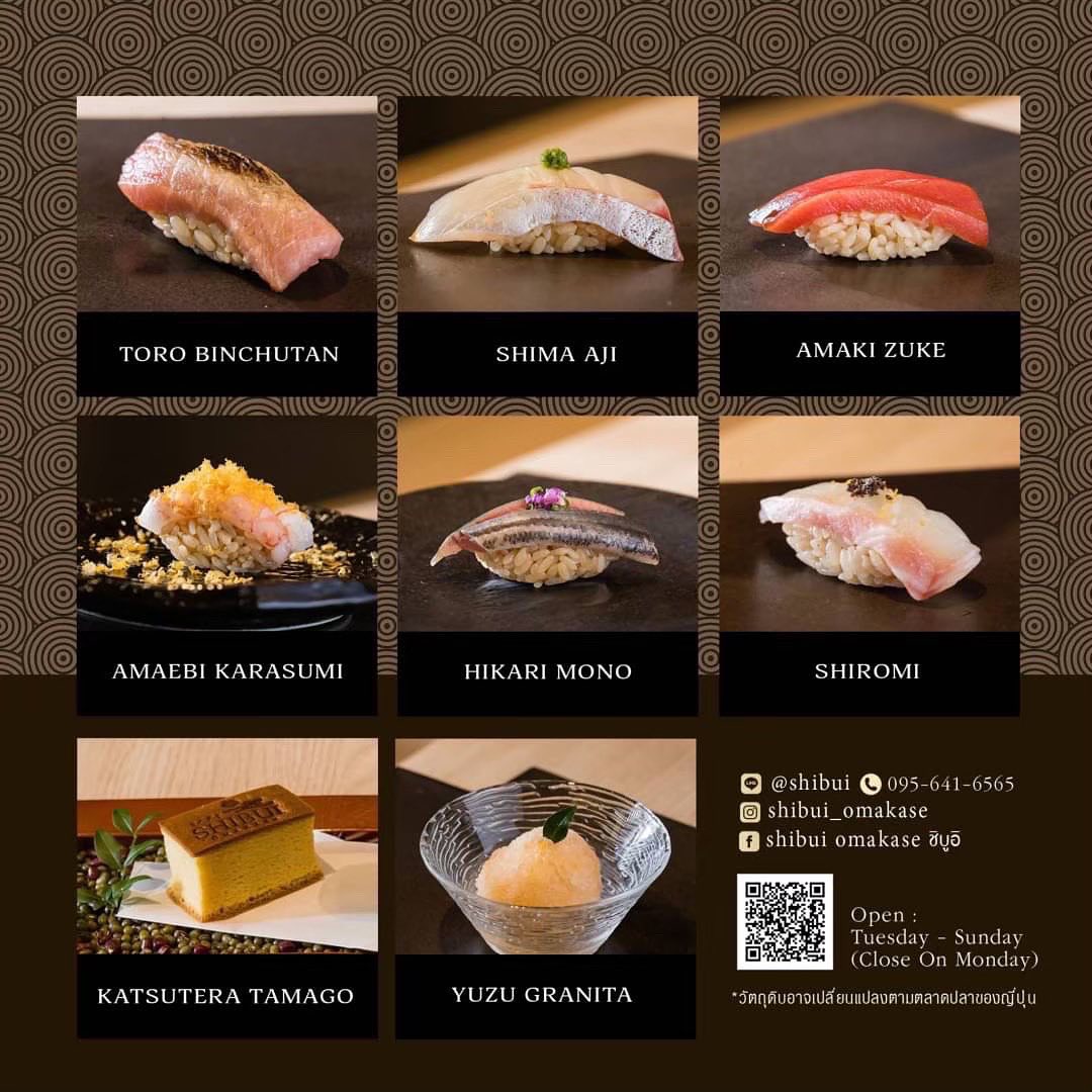 Kozue Omakase, Koko Japanese Restaurant, Karawa Omakase, Shibui Omakase ชิบูอิ, Shoko Omakase, Mono Sei Omakase, Akako Omakase, MASA - Otaru Masazushi, Homura Wagyu Omakase, Umi Gaysorn Village, Shinsei Authentic Sushi, HOSHI JAPANESE RESTAURANT สาขาพระราม 6, Ichika Omakase